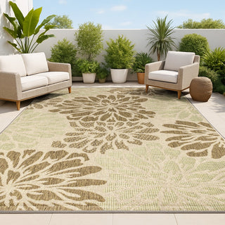 Zinnia Modern Floral Textured Weave Indoor/outdoor Area Rug