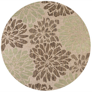 Zinnia Modern Floral Textured Weave Indoor/outdoor Round Rug - JONATHAN Y