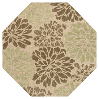 Zinnia Modern Floral Textured Weave Indoor/outdoor Octagon Rug