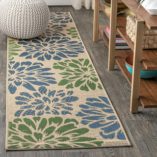 Zinnia Modern Floral Textured Weave Indoor/outdoor Runner Rug