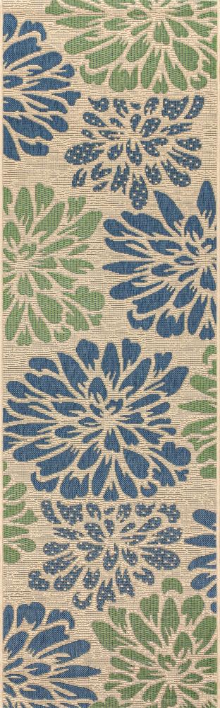 Zinnia Modern Floral Textured Weave Indoor/outdoor Runner Rug