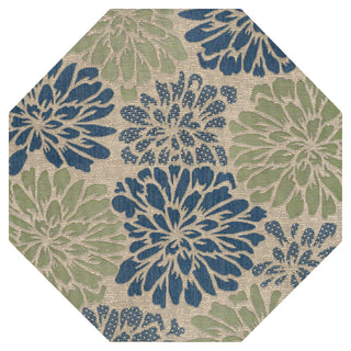 Zinnia Modern Floral Textured Weave Indoor/outdoor Octagon Rug