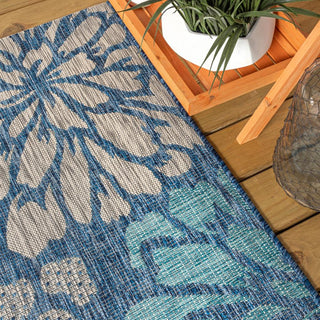 Zinnia Modern Floral Textured Weave Indoor/outdoor Area Rug