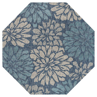 Zinnia Modern Floral Textured Weave Indoor/outdoor Octagon Rug