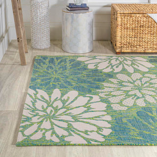Zinnia Modern Floral Textured Weave Indoor/outdoor Area Rug