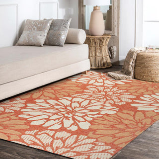Zinnia Modern Floral Textured Weave Indoor/outdoor Area Rug