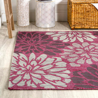 Zinnia Modern Floral Textured Weave Indoor/outdoor Area Rug