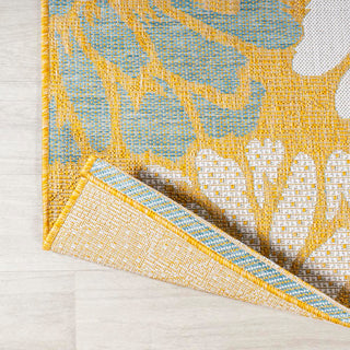 Zinnia Modern Floral Textured Weave Indoor/outdoor Area Rug