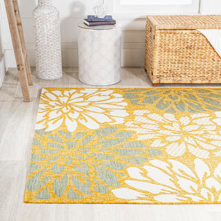 Zinnia Modern Floral Textured Weave Indoor/outdoor Area Rug