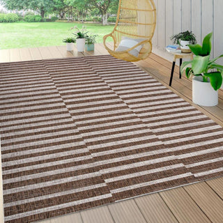 Sukie Modern Offset Stripe Indoor/outdoor Area Rug