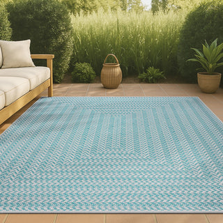 Chevron Modern Concentric Squares Indoor/outdoor Area Rug