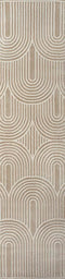 Pastel MidCentury Art Deco Striped Arches Two-Tone High-Low Area Rug