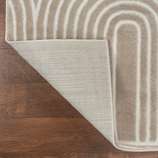 Pastel MidCentury Art Deco Striped Arches Two-Tone High-Low Area Rug - JONATHAN Y