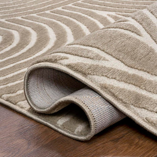 Pastel MidCentury Art Deco Striped Arches Two-Tone High-Low Area Rug - JONATHAN Y