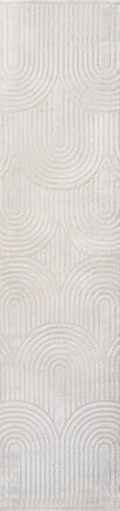 Pastel MidCentury Art Deco Striped Arches Two-Tone High-Low Area Rug - JONATHAN Y