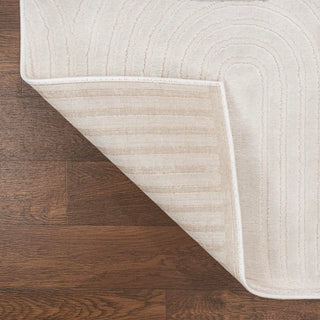 Pastel MidCentury Art Deco Striped Arches Two-Tone High-Low Area Rug - JONATHAN Y