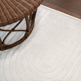 Pastel MidCentury Art Deco Striped Arches Two-Tone High-Low Area Rug - JONATHAN Y