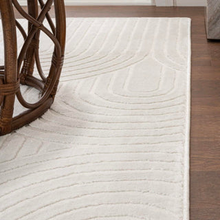Pastel MidCentury Art Deco Striped Arches Two-Tone High-Low Area Rug - JONATHAN Y