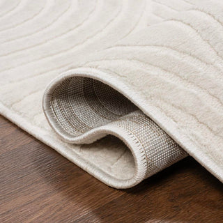 Pastel MidCentury Art Deco Striped Arches Two-Tone High-Low Area Rug - JONATHAN Y