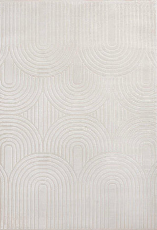 Pastel MidCentury Art Deco Striped Arches Two-Tone High-Low Area Rug - JONATHAN Y