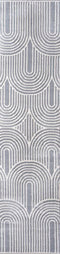 Pastel MidCentury Art Deco Striped Arches Two-Tone High-Low Area Rug