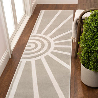 Nordic MidCentury Scandinavian Abstract Sun Two-Tone High-Low Area Rug - JONATHAN Y
