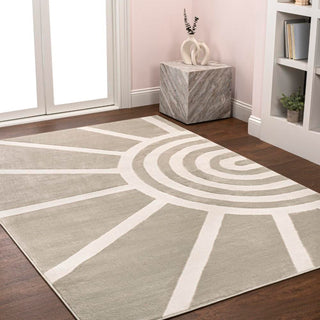 Nordic MidCentury Scandinavian Abstract Sun Two-Tone High-Low Area Rug - JONATHAN Y