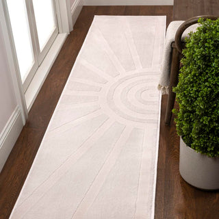 Nordic MidCentury Scandinavian Abstract Sun Two-Tone High-Low Area Rug - JONATHAN Y
