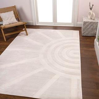Nordic MidCentury Scandinavian Abstract Sun Two-Tone High-Low Area Rug - JONATHAN Y