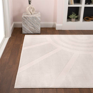 Nordic MidCentury Scandinavian Abstract Sun Two-Tone High-Low Area Rug - JONATHAN Y