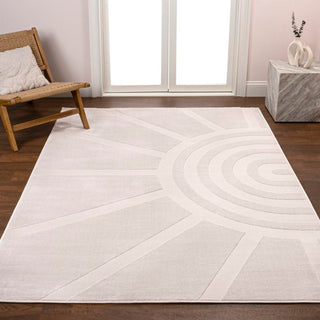 Nordic MidCentury Scandinavian Abstract Sun Two-Tone High-Low Area Rug - JONATHAN Y