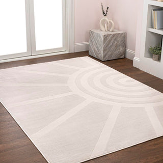 Nordic MidCentury Scandinavian Abstract Sun Two-Tone High-Low Area Rug - JONATHAN Y
