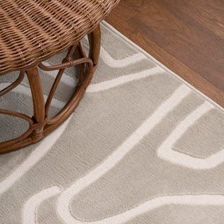 Alcina Modern Scandinavian Graphic Lines High-Low Area Rug - JONATHAN Y