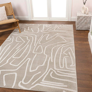 Alcina Modern Scandinavian Graphic Lines High-Low Area Rug - JONATHAN Y