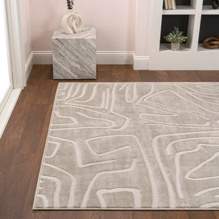Alcina Modern Scandinavian Graphic Lines High-Low Area Rug - JONATHAN Y