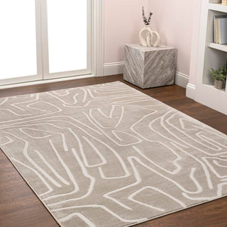 Alcina Modern Scandinavian Graphic Lines High-Low Area Rug - JONATHAN Y