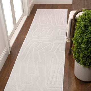 Alcina Modern Scandinavian Graphic Lines High-Low Area Rug - JONATHAN Y