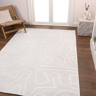 Alcina Modern Scandinavian Graphic Lines High-Low Area Rug - JONATHAN Y