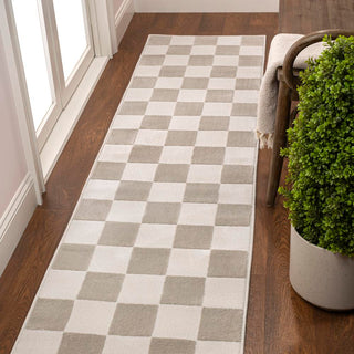 Hand Modern Geometric Checkerboard High-Low Area Rug - JONATHAN Y
