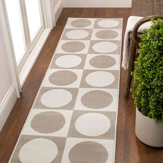 Geometric Modern Geometric Circles In Squares High-Low Area Rug - JONATHAN Y