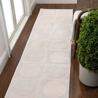 Geometric Modern Geometric Circles In Squares High-Low Area Rug - JONATHAN Y