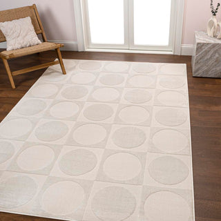 Geometric Modern Geometric Circles In Squares High-Low Area Rug - JONATHAN Y