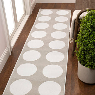Adrian Modern Geometric Circle Dot High-Low Area Rug - JONATHAN Y