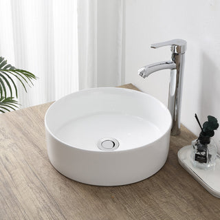 Aura 14.25 in. Round Art Deco Contemporary Ceramic Bathroom Vessel Sink
