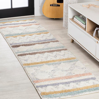 Faiza Moroccan Striped Geometric High-low Area Rug - JONATHAN Y