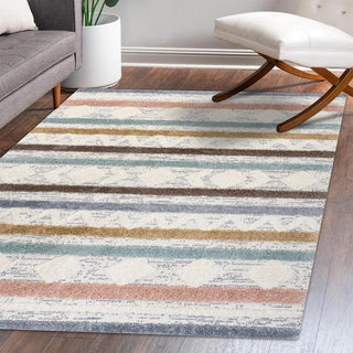 Faiza Moroccan Striped Geometric High-low Area Rug - JONATHAN Y
