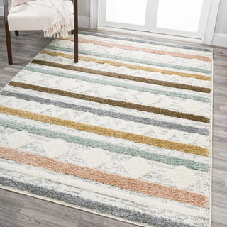 Faiza Moroccan Striped Geometric High-low Area Rug - JONATHAN Y