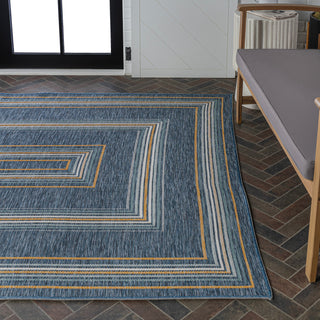 Argo Classic Nautical Mitre Stripe Reversible Machine-Washable Indoor/Outdoor Area Rug - JONATHAN Y