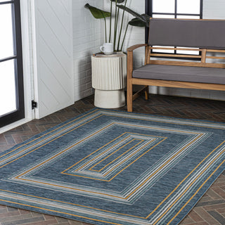 Argo Classic Nautical Mitre Stripe Reversible Machine-Washable Indoor/Outdoor Area Rug - JONATHAN Y
