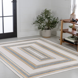 Argo Classic Nautical Mitre Stripe Reversible Machine-Washable Indoor/Outdoor Area Rug - JONATHAN Y